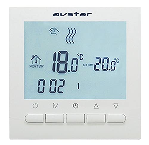 AVStar - Termostato programable inteligente para calderas de calefacción de gas - Pantalla LCD para un fácil control y programación (blanco)