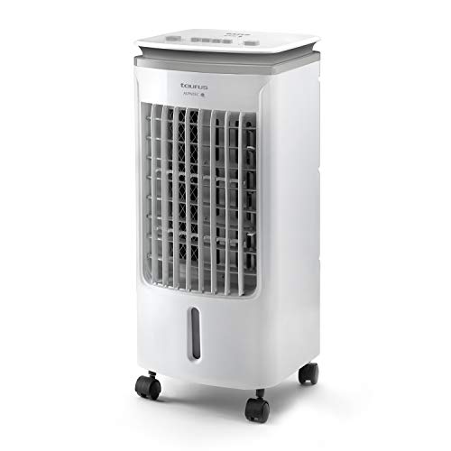 Taurus R501 - Enfriador evaporativo portátil y compacto, ventilador de enfriamiento, enfría, ventila, humidifica, 3 velocidades, 5L, filtro de polvo, Incluye 2 contenedores de hielo