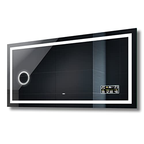 Espejo de baño con iluminación LED FORAM - Personaliza el espejo de pared con accesorios - 80x60cm - Diferentes medidas para el baño - Iluminado, Retroiluminado - L15