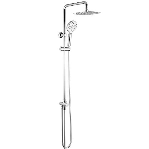 GRIFEMA G7005 Porto - Columna de ducha sin grifo, sistema de ducha con rociador, rociador 25 x 25 cm, flexo y soporte, Cromo [Exclusivo en Amazon]