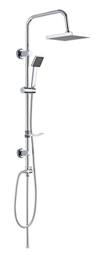DP Grifería RY-S002 Azabache - Conjunto de ducha cuadrado sin grifo, acero inoxidable, plata, altura 98 cms
