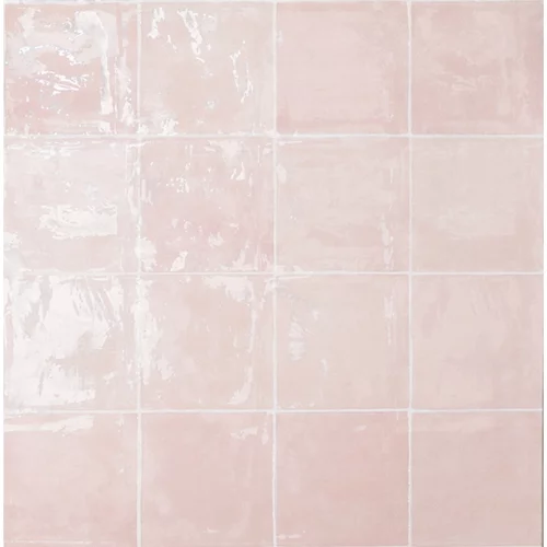 Azulejo de cerámica hecho a mano 13x13 rosa brillo