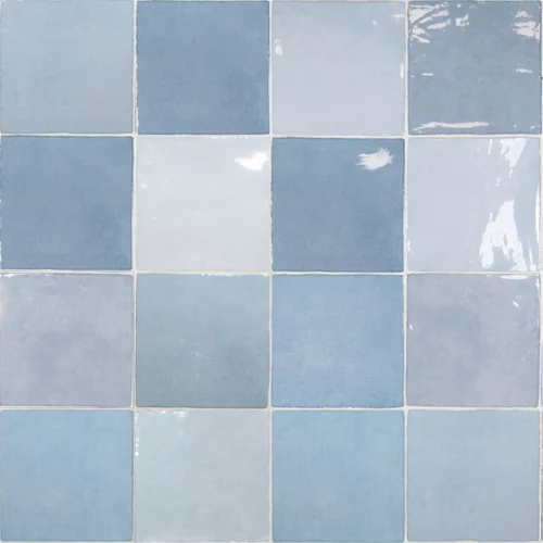 Azulejo de cerámica hecho a mano 13x13 azul brillo