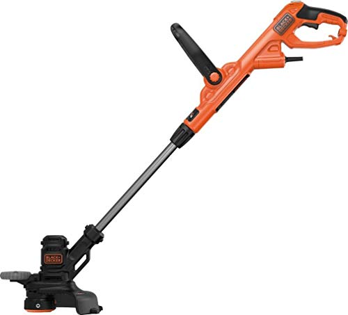 BLACK + DECKER BESTE628-QS - Cortacésped 550 W, ancho de corte 28 cm, mango telescópico, rueda guía y enrollado automático del cable, negro/naranja