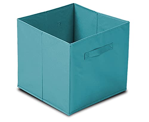 GREATOOL Caja de almacenaje plegable, Pack de 2 unidades de 31x31x31cm, Cajas para organizar telas, Caja para organizar ropa, juguetes y sábanas en armarios (2 unidades, azul claro)