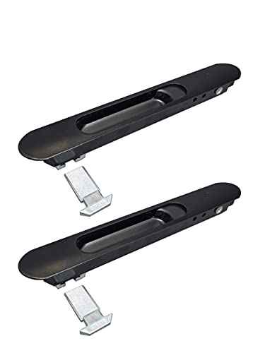 Ventanastock - Cerraduras de recambio para sistema de ventana corredera de aluminio sin tornillos + Gancho Lacado Negro (2uds)