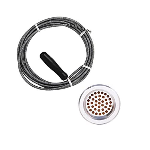 Alambre desatascador de tuberías + Cubre fregadero universal.  Cable de 5 metros x 6 mm, limpiapipas, pistón fregadero, limpia todo tipo de tuberías.