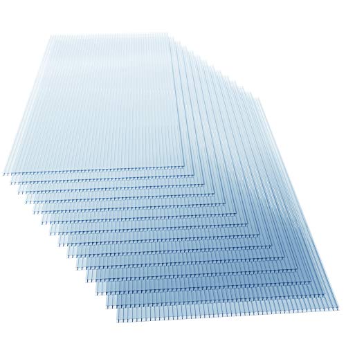 Deuba Juego de 14 láminas de policarbonato 60,5x121 cm 10,25 m² Láminas de doble cara Láminas transparentes