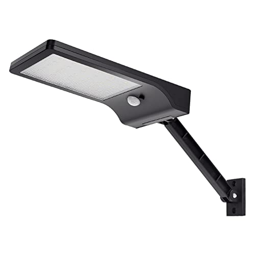 Aigostar - Foco solar de exterior con sensor de movimiento, luz fría 6500K, 400lm.  Aplique de pared LED, radio 5-7 m Detección de movimiento a 120º, IP65.  Luz de seguridad exterior.