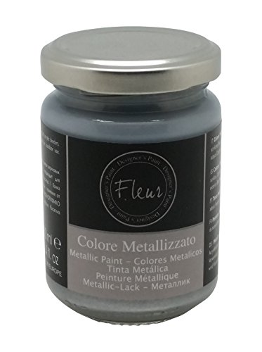 Fleur Paint 12501 - Pintura mineral metalizada (al agua, 130 ml) color plata aston