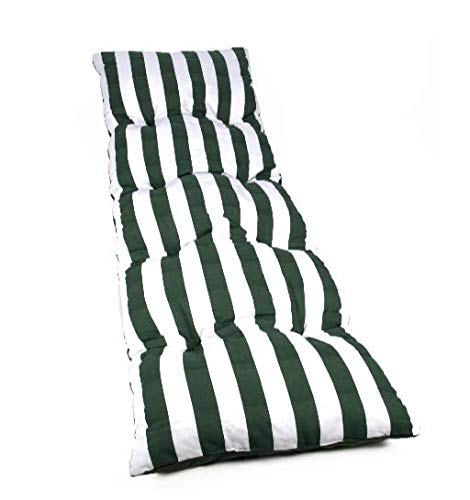 Dabuty Online, SL Colchón acolchado clásico para tumbona 180 x 55 x 8 cm Texturas (rayas verdes).  Silla de patio para terraza, jardín