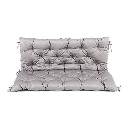 Ambientehome 90266 Banco Hanko con 2 asientos y cojín de respaldo, gris claro, aproximadamente 120 x 98 x 8 cm