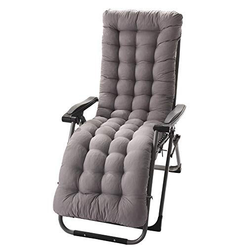 Nazeglle Cojín para tumbona, para jardín, para terraza, 155 cm, con 8 correas, gris