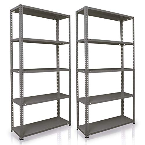 NAWA estantes de almacenamiento para el hogar y el trabajo, paquete de 2 estantes de sótano / estantes de taller / estantes de garaje, estantes prácticos y versátiles (180x90x30gri) PACK-EST180GR