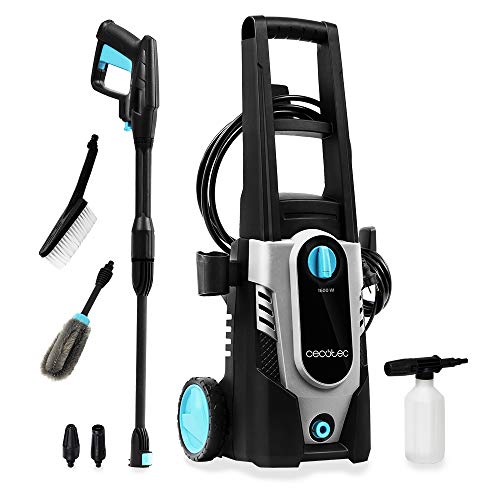 Hidrolimpiadora Cecotec HidroBoost 1600 Car & Bike.  1600 W, especial para coche y bicicleta.  Compacto, potente y portátil.  Botella de jabón y cepillos especiales.  Caudal máximo 426 l/h, 135 Bar