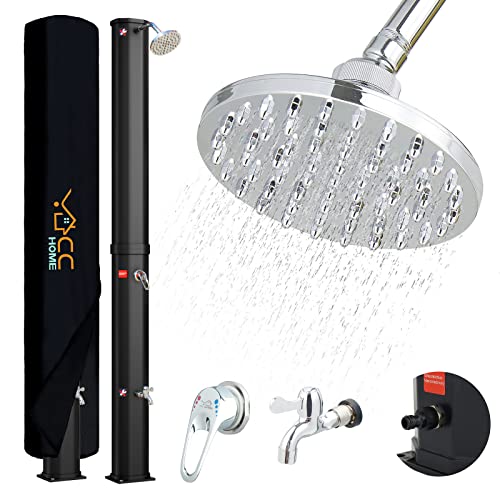 CCLIFE Ducha de jardín Ducha solar 35/40 litros Ducha caliente Piscina Ducha solar de exterior, con rociador y grifo, temperatura hasta 60°C
