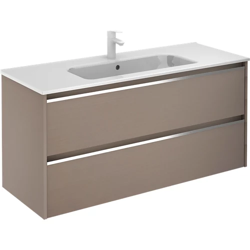 Mueble de baño Beta con lavabo de 2 cajones ahumados arenado 120x45 cm
