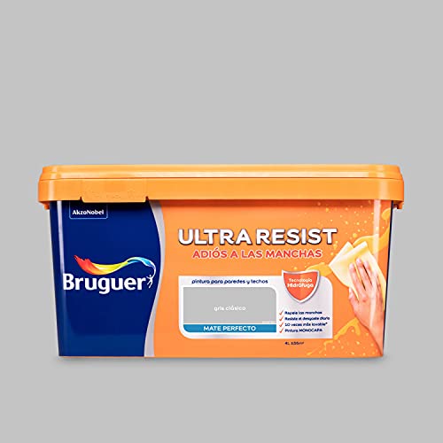 Bruguer ULTRA RESIST Pintura de pared ultra lavable Classic Grey 4L