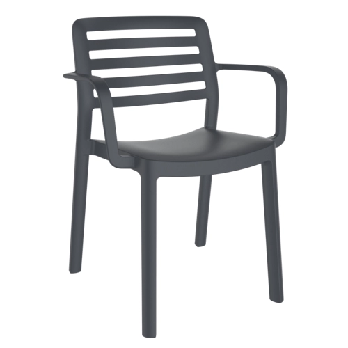 Silla de exterior fabricada en resina gris viento