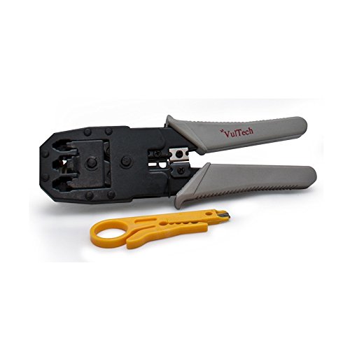 Crimpadora Vultech CRI-01 con hilos Spella RJ45-RJ11-RJ12, gris/negro