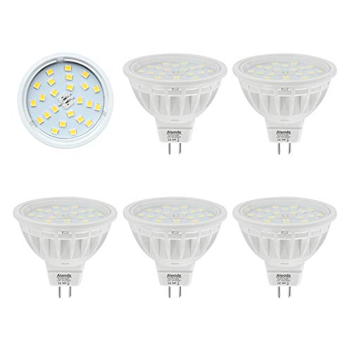 Bombillas LED Aiwode 5W MR16, 4000K blanco natural, bombilla halógena equivalente a 50W, 12V DC / AC regulable, 600LM RA85, reflector Gu5.3 con ángulo de haz de 120 °, paquete de 5.