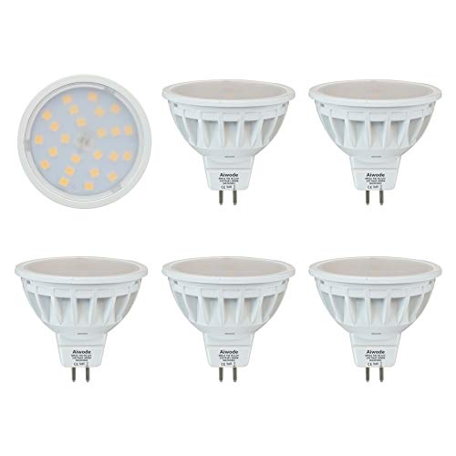 Bombillas LED Aiwode 5W MR16, 4000K blanco neutro, bombilla halógena equivalente a 50W, reflector no ajustable DC12V Gu5.3, 540LM RA85, ángulo de haz de 120 °, paquete de 5.