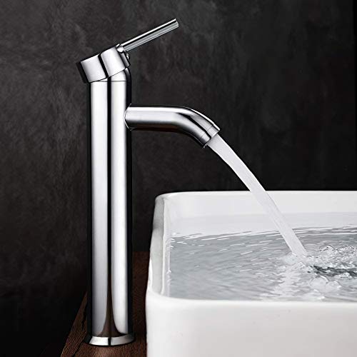 Grifo para lavabo GAVAER, grifo para lavabo de baño duradero, grifo monomando alto, válvula de cerámica, grifo para agua fría y caliente, grifos para lavabo de latón cromado.