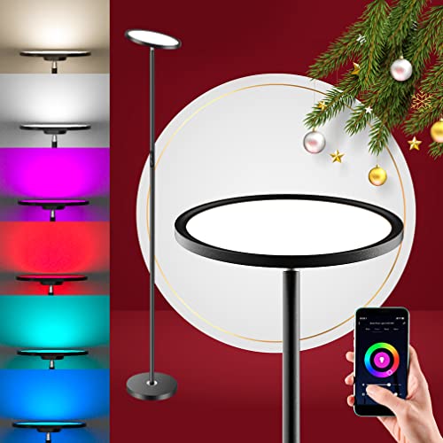 Lámpara de pie con antena LED, WiFi Salon Lámpara de pie inteligente multicolor Funciona compatible con Alexa / Google Home, Lámpara de pie inteligente RGB de 25 W con intensidad de blanco cálido a frío