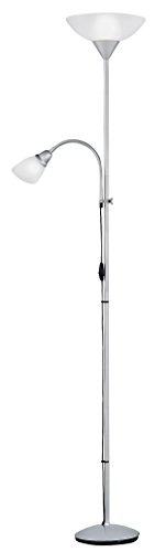 Reality Erzwo - Lámpara de pie con cable e interruptor de pie.  Requiere caño superior E27 máx.  150 W y bombilla E14 máx.  40 W en lector excluido, reglaje, metal