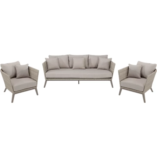 Juego de sofás de exterior de aluminio beige Nápoles y 2 sillones