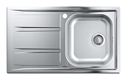 GROHE K400 |  Fregadero de cocina - sobre encimera, reversible, desagüe automático |  incluye: desagüe automático, sifón, cesta y kit de montaje  acero inoxidable  31566SD0