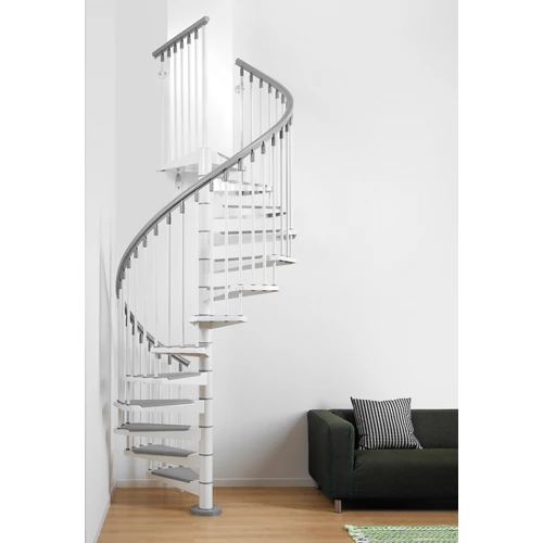 Escalera de caracol circular de acero para uso interior diámetro 140 cm blanco / gris