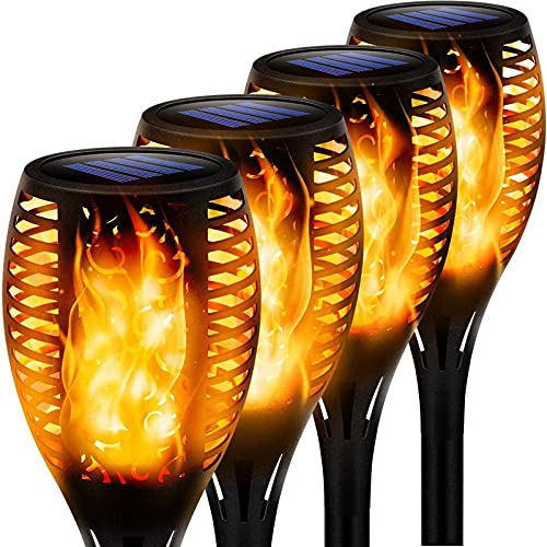 Swonuk Luces solares, luces solares para exteriores, luces de antorcha solares intermitentes de baile, iluminación de paisaje a prueba de agua, encendido / apagado automático (4 piezas)