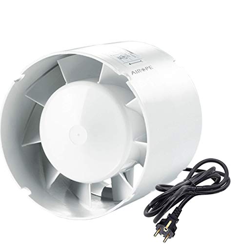 Airope 100 mm, Extractor Silencioso, 107 m3/h, Conducto Inline, Para Baño, Inodoro, Tienda, Invernadero, Cocina, Oficina, Garaje, Garantía 5 AÑOS