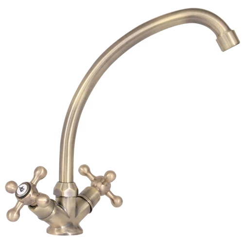 Grifo de cocina bimando con desagüe delinia bronce