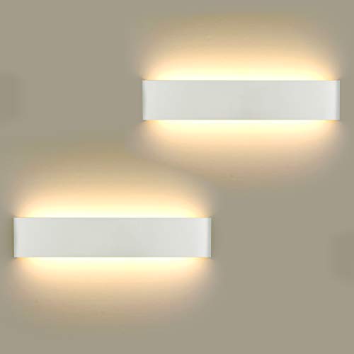 Aplique LED, pack de 2, 16W Aplique de interior moderno para baño, salón, dormitorio, escalera, pasillo, blanco cálido 3000K