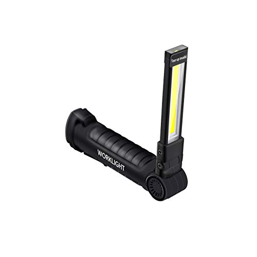 Lámpara de trabajo Sunsbell recargable por USB, linterna LED portátil, luz de trabajo, base magnética y gancho para el hogar, taller, uso de emergencia de 5 W (1 pieza)
