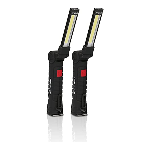 ONEVER USB recargable linterna portátil LED linterna gancho magnético trabajo luz COB náutica al aire libre Camping coche lámpara (2 uds)