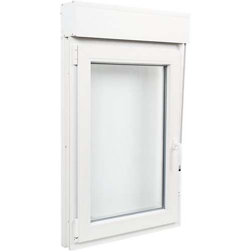 Cristal basculante de pvc blanco con persiana izquierda 75x125 cm