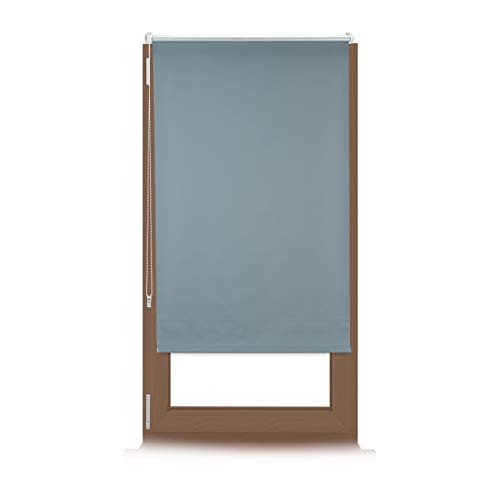 Persiana térmica Relaxdays, sin taladrar, enrollable, cadena, 1 unidad, tela aluminio, 60x165 cm, ancho 56 cm, gris