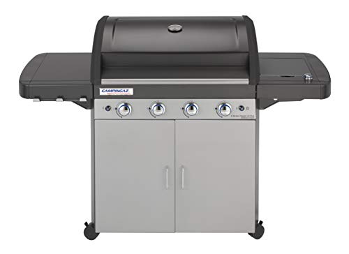 Parrilla de gas Campingaz 4 Series LS Plus, 4 quemadores de acero inoxidable, 12,8 kW, sistema de limpieza InstaClean, 4 ruedas, negro, gris, 160 x 59,8 x 115,6 cm