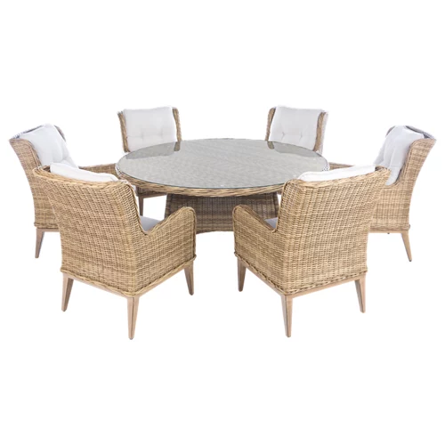 Conjunto de muebles de exterior de ratán sintético bermuda para 6 personas