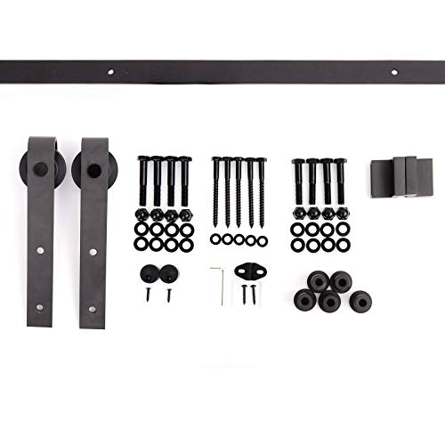 HOMCOM 200 cm Herrajes para puertas correderas de madera Juego de accesorios Carril guía con tornillos Máx.  90 kg acero al carbono marrón