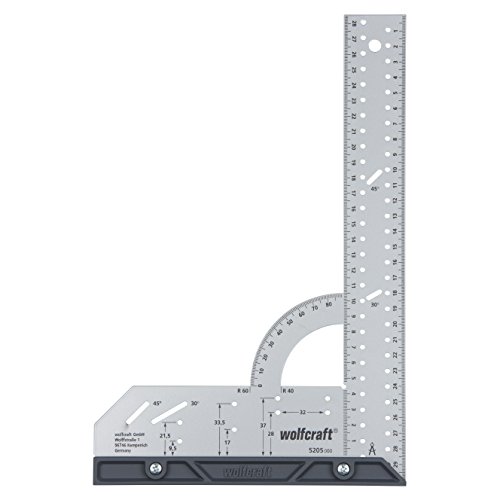 Wolfcraft Universal Square, 5205000, Para medir, marcar, dibujar y hacer cortes guiados