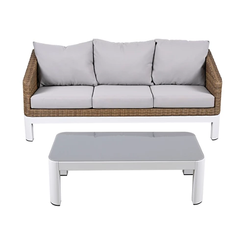 Conjunto de muebles de porche de aluminio Thessaloniki (sofá + mesa).  conjunto de piezas