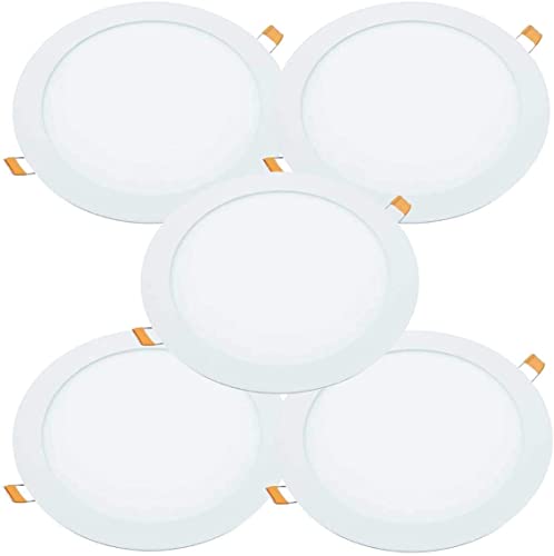 Jandei - Paquete x5 Downlights con LED empotrable, 18W, 1440 lúmenes, forma redonda, hueco empotrable Ø 200- Ø 205 mm, extraplano 13 mm profundidad, color luz blanco frío 6000K, driver incluido