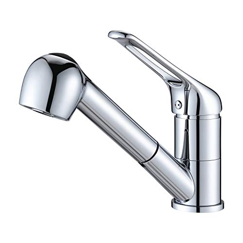 Auralum - Grifo de cocina de 2 vías con lavabo extraíble Grifo de cocina de latón cromado para agua fría y caliente