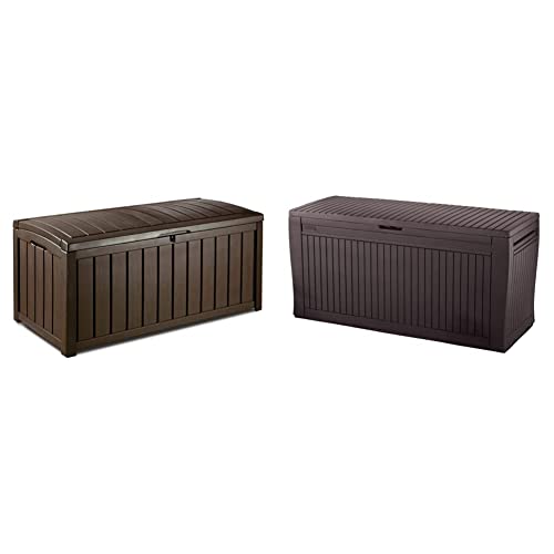 Keter - Campana exterior Glenwood, Capacidad 390 litros, Color marrón + Comfy - Campana exterior, Capacidad 270 litros, Color marrón