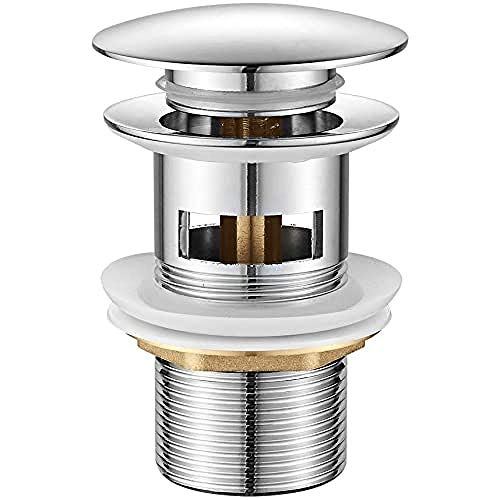 Ibergrif M20502 Desagüe universal para fregadero Click-Clack con rebosadero, válvula bidé, plata, M