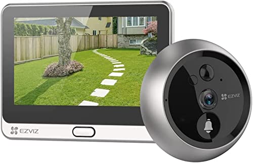 EZVIZ DP2C Digital Vision para monitor de videocámara inalámbrico de puerta LCD de 4,3 pulgadas para batería recargable de 4600 mAh, detección de movimiento PIR, audio bidireccional